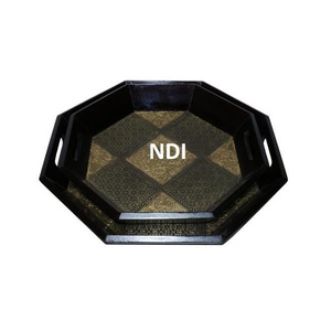 Bandeja de servidor de desayuno o almuerzo Uso de catering en el hotel para el hogar Bandeja de servicio de alimentos Bandeja de madera maciza redondeada para uso diario - Product Image 1