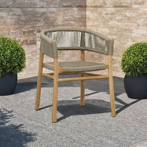 Fauteuil de salle à manger d'extérieur contemporain en teck et corde tressée pour villa, hôtel, restaurant et patio - Mobilier d'extérieur - Product Image 1
