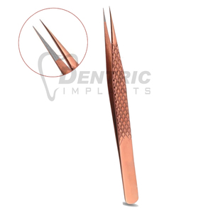 Pince à cils professionnelle personnalisée en or rose Points de volume incurvés droits Matériau en acier inoxydable Source d'alimentation manuelle - Product Image 5