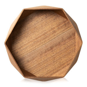 Plateau de service en bois de noyer hexagonal géométrique moderne de haute qualité, forme de diamant unique, plateau à nourriture pour la maison et l'hôtel - Product Image 1