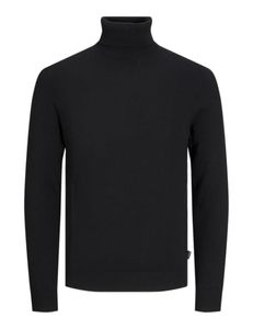 <b>Black</b> Winter <b>Turtleneck</b> <b>Men's</b> 100% Cotton Eco-Friendly Sweater Ribbed Knit Pullover Long Sleeve Crew Neck Alternative - Product Image 1