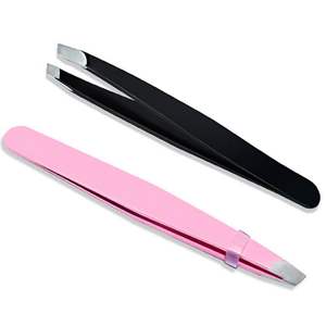 Pinzas para cejas de acero inoxidable de alta calidad personalizadas al por mayor, depilación de cejas inclinadas y puntiagudas personalizadas - Product Image 6