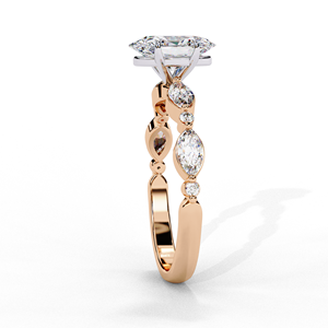 Sheeraj Solitaire IGI Certifié 1.20 Carat Lab Grown Bague de Fiançailles Ovale Or Massif 18K Unique Marquise Pierres Latérales Ethniques - Product Image 5