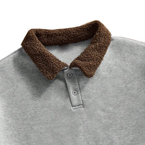 Sweat-shirt décontracté en polaire pour homme 2025 avec col - Solide, chaud, 100% coton, manches longues, bouton, pull-over, séchage rapide - Product Image 4