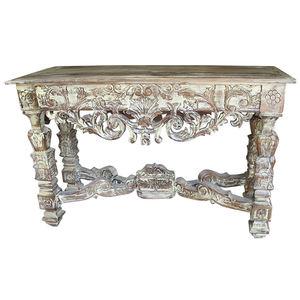 Blanco lavado tallada a mano indio mesa de consola - Product Image 6