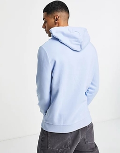 Sweat-shirts à capuche 100% coton en gros, coupe ajustée, bleu uni, sweat-shirts pour hommes - Product Image 2