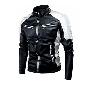 Veste en cuir mince d'hiver pour hommes PU respirant avec poches à fermeture éclair cool Service OEM Matériau en toile à la mode - Product Image 1