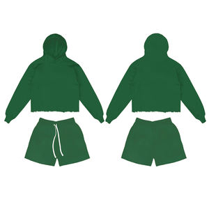 Ensemble short et sweat à capuche personnalisé avec logo d'usine, 100 % coton, décontracté, 2 pièces, pour homme, 2026 - Product Image 5