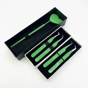 Best Selling Anti-Magnetic 10mm Eyelash Tweezers Stainless Steel Precision <b>Tools</b> <b>Pink</b> Green Black Heart Tip <b>Box</b> Packaging OEM - Product Image 2