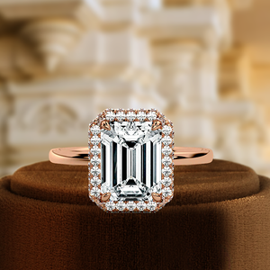 Anillo de Diamantes con Halo de Oro Amarillo Sólido de 14K, Anillo de Compromiso con Diamante Cultivado en Laboratorio de 1CT, Anillo de Boda con Halo de Diamantes con Certificado IGI, Regalo - Product Image 1