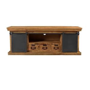 Buffet en bois et fer Mango avec 2 portes coulissantes en fer vente à chaud - Product Image 1