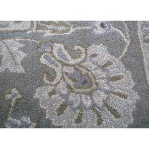 Tapis Kasbah gris et noir en laine et viscose tufté à la main, rectangulaire 4m, motif floral bohème pour la décoration de la maison et du salon, épaisseur 10mm - TNQ-655 - Product Image 3