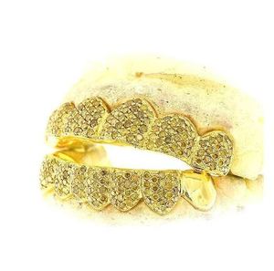 Dientes de Grillz de oro amarillo personalizados/Grillz de compromiso moderno de lujo de plata 925 con corte de polvo de diamante hecho a mano - Product Image 2