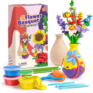 Flower Craft Kit für Kinder Machen Sie Ihren eigenen Blumenstrauß mit luft trockenem Ton Große Geschenke für Mädchen