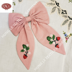 ปิ่นปักผมรูปโบว์ผ้าคอตตอนปรับแต่งได้สไตล์ปักด้วยมือสำหรับทำผู้หญิง - Product Image 4