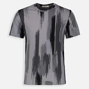 T-shirt col rond pour hommes 65% coton 35% polyester tricoté tissu imprimé personnalisé promotionnel en gros OEM en cours - Product Image 1