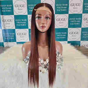 Vente en gros 100% perruque de cheveux humains bruts vietnamiens brun pour Ombre pré-plumé os droit de haute qualité transparent dentelle vendeur - Product Image 1