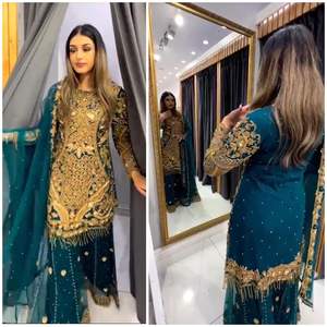 Vestido clásico elegante de algodón crepé con cuello redondo para mujer, 100% de algodón, bordado Floral, informal, diseño corto hasta la rodilla - Product Image 3