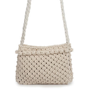 Sac bandoulière en macramé noué à la main HOMLY, motif brodé dessiné à la main, design personnalisé, fabriqué en coton naturel, artisanal, mariages - Product Image 2