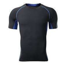 Alta calidad secado rápido estiramiento entrenamiento Fitness manga corta Rash Guard Top ropa de gimnasio activa para hombres - Product Image 2