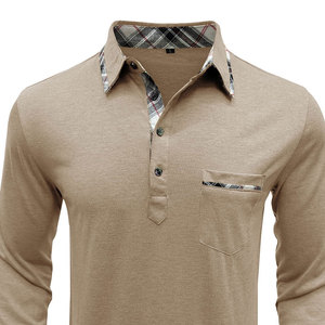 Chemise à manches longues avec poche, décontractée, unie, en coton mélangé, coupe tombante, col chemise, chemises tendance, manches longues, bouton, coton avec poche - Product Image 4