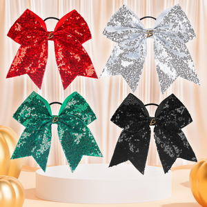 Fiocco elastico per capelli in verde, bianco, rosso e nero con finitura lucida, accessori per lo styling - Product Image 2