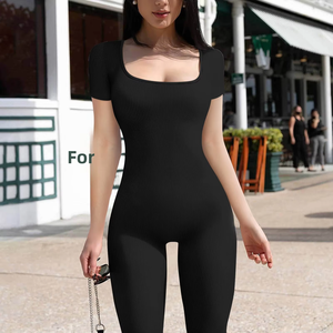 Ropa informal Mono de moda para mujer Nueva Primavera Verano Delgado corto Flaco Sólido Mono de mujer - Product Image 6