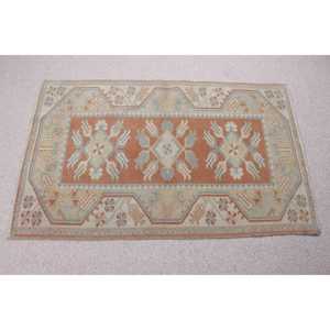 Tapis turc vintage, petit tapis de 2,6 x 4,1 pieds, tapis Ikat marron - Product Image 3