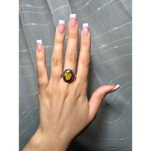 Navajo-Made BB Agate Sterling <b>Silver</b> <b>Statement</b> <b>Ring</b> Size 10.5 Geometric Dainty Hip-Hop Style for Everyday Wear Fine Gemstone - Product Image 5