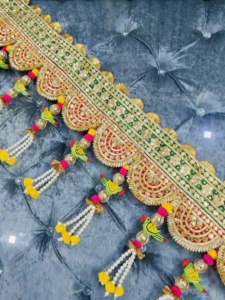 Gota Patti fait à la main, joli et élégant, fait avec des tentures de perroquet Toran/Bandhanwar pour la décoration de mariage diwali - Product Image 2