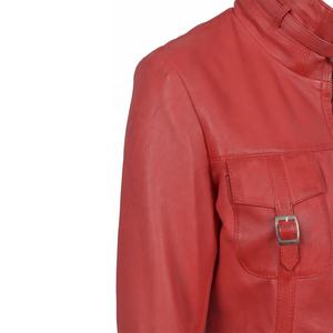 Gabardina impermeable de piel de oveja auténtica roja para mujer ATLANTIC, abrigo largo de estilo de invierno con cuello levantado, forro de poliéster - Product Image 5