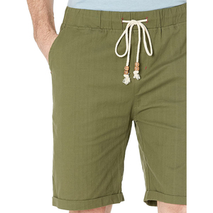 Pantalones cortos chinos de lana de algodón para hombre, bolsillos laterales, MOQ bajo, pantalones cortos informales personalizados para el sudor, tejido de punto teñido liso con cierre de cordón - Product Image 4