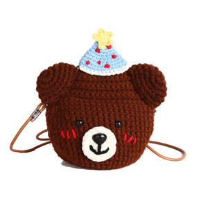 Crochet New <b>Cute</b> Cotton Fashion Portable Handmade Woven Birthday <b>Bear</b> Crossbody Bag Woman Gift Cartoon Coin Purse - Product Image 4