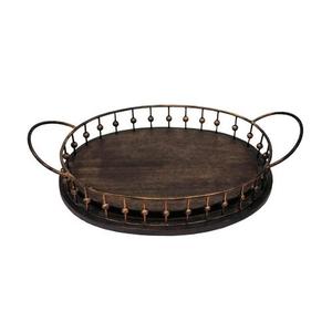 JUEGO DE 3 bandejas de madera para servir comida/té/vajilla de café bandeja decorativa de diseño maravilloso con marco de Metal negro - Product Image 4