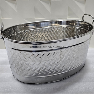 Elegante enfriador de vino de cubo de hielo aislado de acero inoxidable con asas y tapa Acabado verde elegante para fiestas y eventos - Product Image 3
