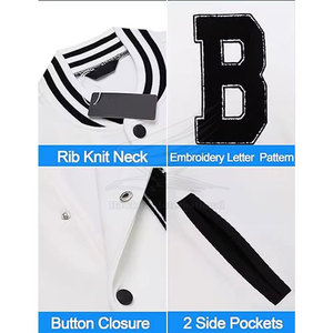 Chaqueta Universitaria para Hombre al Mejor Precio, Estilo Urbano, Manga Larga, Impresión de Logotipo Personalizado en la Parte Delantera, Cuello Mao Transpirable de Alta Calidad - Product Image 5