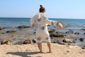 Lux Eye Albornoz de algodón turco Bata Negligee Secado rápido Manga larga Albornoz suave Mujeres Hombres Buena calidad Hogar Sauna Playa Spa - Product Image 3