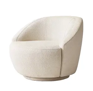 DISEN Furniture latest design High quality boucle fabric living room chair White swivel lecco chair