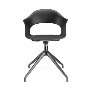 Swivel Armchair Technopolymer <b>Shell</b> Black Painted Four-Star Base Modern <b>Chair</b> for Office Meeting Room Restaurant Made in Italy - Product Image 5