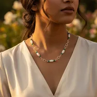 ART PALACE Collar con colgante de plata de ley 925 con cadena de eslabones de piedra blanca de 18 pulgadas para mujer