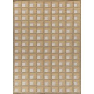 พรมเช็คเกอร์ส โกลด์ แฟลตวีฟ ทำจากขนสัตว์ ทอมือ ลายเรขาคณิตและนามธรรม พรมปูพื้นรูปทรงสี่เหลี่ยมผืนผ้าขนาดใหญ่ วัสดุวิสโคส รุ่น ADWL-13024 - Product Image 1