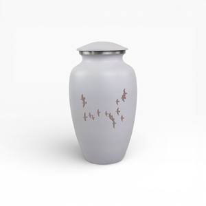 Urne funéraire avec scène de coucher de soleil, dauphins et océan, avec œuvre d'art d'horizon chaleureux et thème de commémoration côtière paisible - Product Image 4