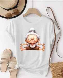 T-shirt élégant pour femmes, appliques, perles, confortable, tendance, écologique, hauts d'été en denim, batik, velours côtelé, 100% - Product Image 3