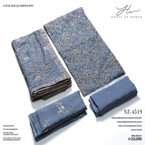 Hecho a mano indio y paquistaní Duppata bordado Organza arrugado gasa y Parte delantera trasera y mangas bordado vestido de fiesta tela - Product Image 4