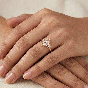 Anillo de diamantes naturales premium de 0.03 ct, corte brillante redondo, color HI, claridad VS SI, oro rosa, joyería de compromiso y boda al por mayor. - Product Image 1