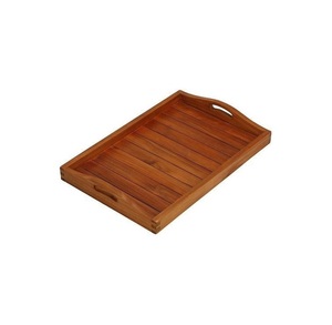 Plateau en bois écologique naturel de haute qualité avec poignée Plateau en bois massif en forme d'hexagone de concepteur poli - Product Image 1