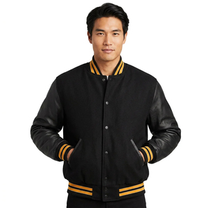 Chaqueta Varsity Acolchada para Hombre Skyler, Casual, Azul y Amarillo, Corte Regular, Poliéster/Rayón, Impermeable, con Estampado Metálico y Cierre de Cremallera - Product Image 4