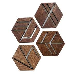 Juego de posavasos de estilo clásico con forma de Octágono ecológico de acero inoxidable de primera calidad, alfombrillas decorativas para bebidas para escritorio de oficina, Bar de fiesta - Product Image 4