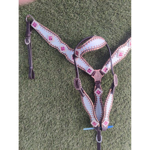 Caballo ecuestre de cuero de diseño personalizado, juego de tachuelas occidentales, cómodo caballete y coraza con estampado de mano para carreras - Product Image 6