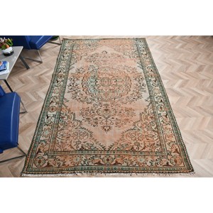 พรมขนาด 5.8x9.3 ฟุต พรมวินเทจสไตล์ตุรกี พรมลายต้นไม้และพืชสีน้ำตาลเขียว - Product Image 4